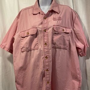 Orvis Salmon 100% Cotton Button Up shirt with hidden pocket Mens L